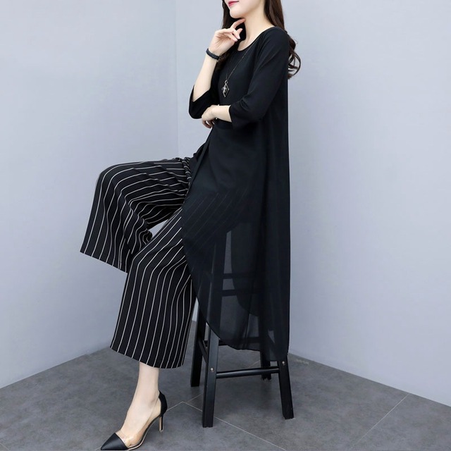 New Spring and Summer Suits Two-piece Slim and Broad-legged Pants
