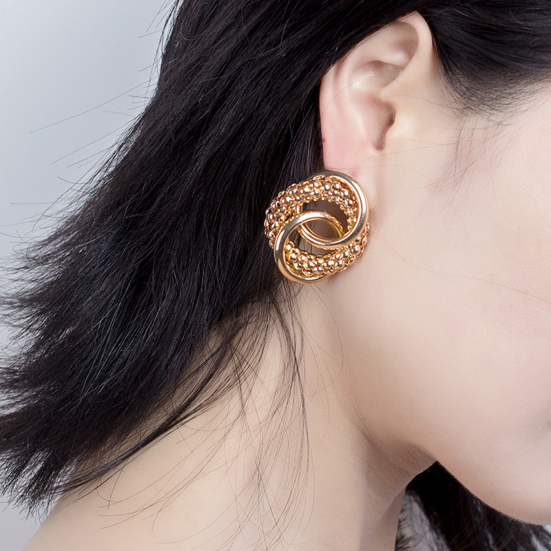 14g Weight Earrings Classification Wedding, Travel Occasion Women'S Gender Fashion Style Gold, Silver Color Fashion Round Metal Earrings Wholesale 2