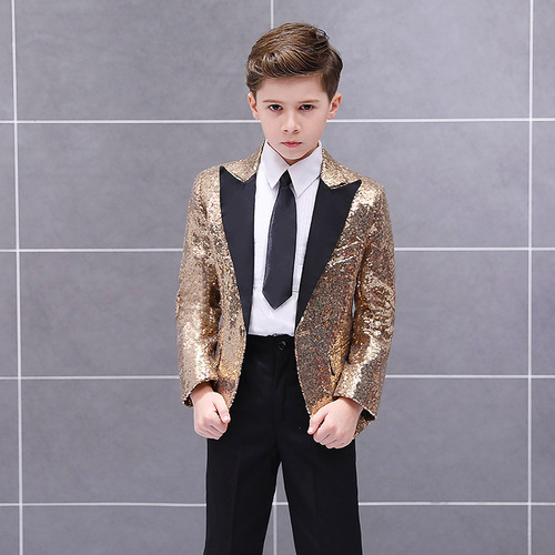 Children's colorful sequined suit dance piano performance boy's June 1st handsome host glittering performance dress top