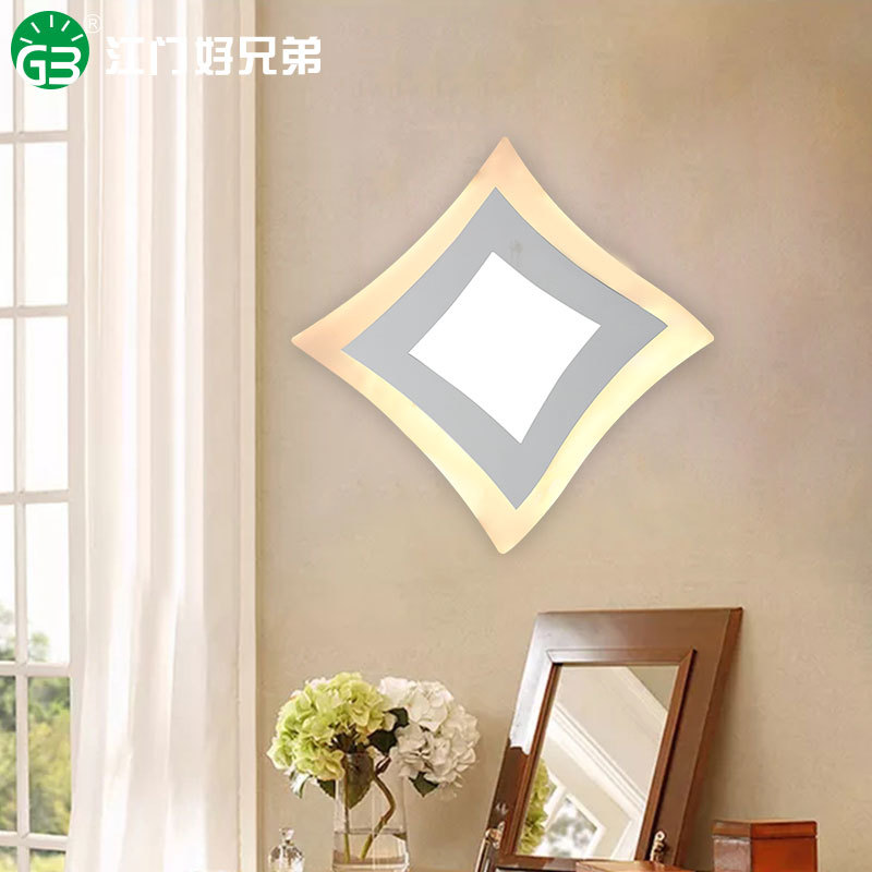 现代led亚克力简约床头壁灯走廊玄关过道楼梯温馨方形壁灯具厂家