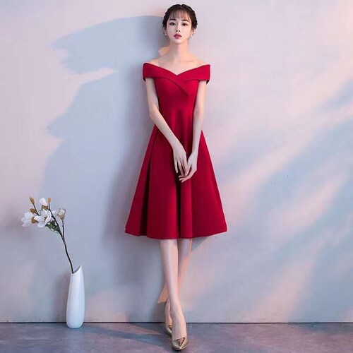 Evening Dresses cocktail party banquet dress vestido de banquete de cóctel Maid Ji short wedding dress one shoulder party engagement dress long dress