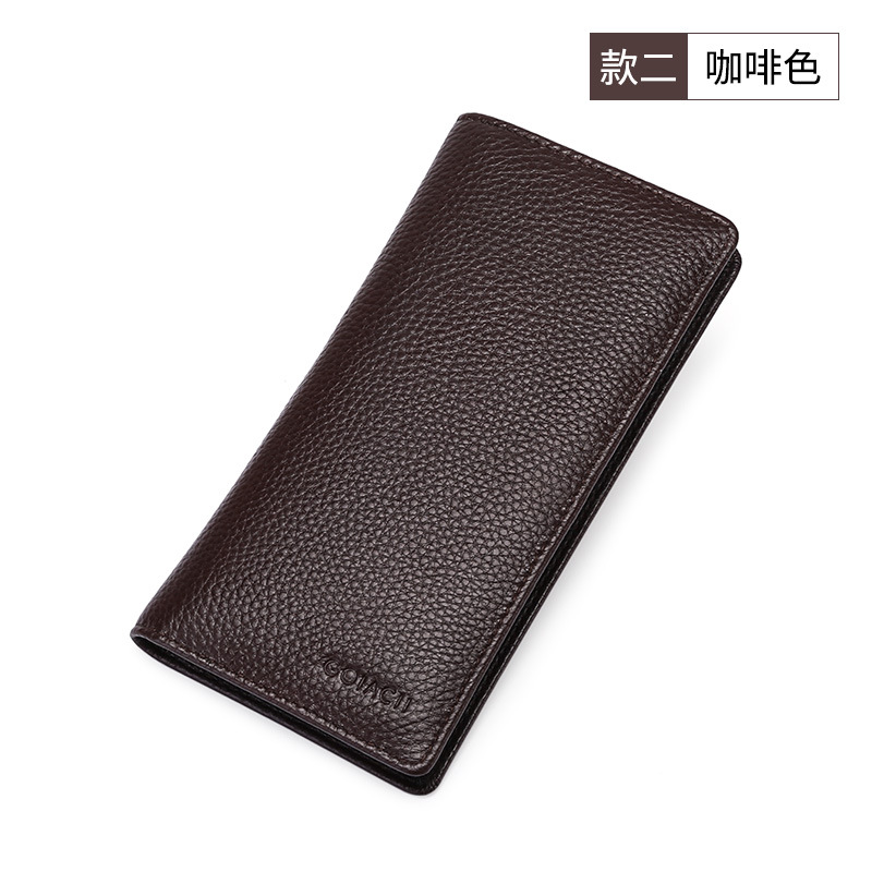 Men'S Wallet Leather Head Leather Litchi Pattern Business Long Wallet Large Capacity Multi Card