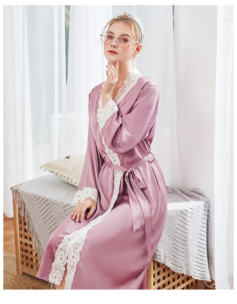 Summer Long Silk Dressing Gown Home Long-sleeved Wholesale Nihaojewelry display picture 10