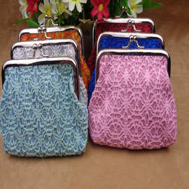 批发蜘蛛网金粉4寸夹扣零钱包  葱粉网片搭扣硬币包 多色可以选