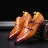 2023 Spring New Leather Shoes Men's Business Pointed Leather Shoes Crocodile Pattern Leather Shoes Men's Side Buckle Cas