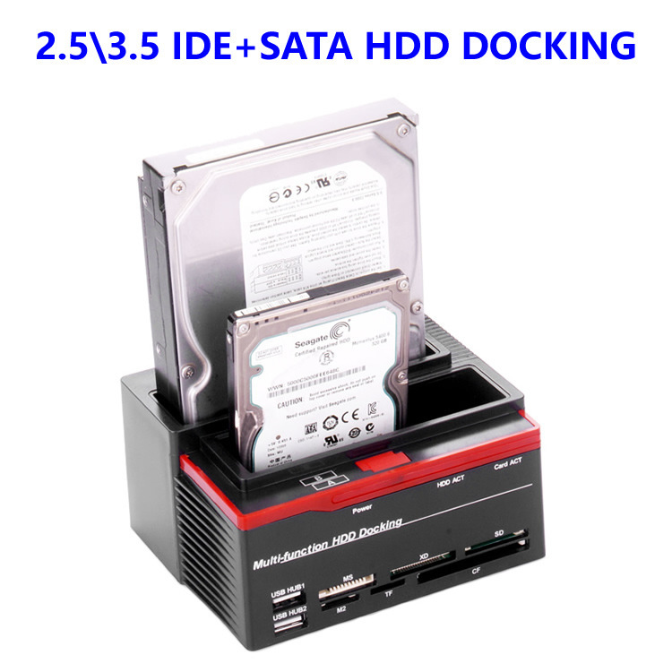 Hard Drive Base Mobile Hard Drive Box Double Slot 2.5&3.5" Ide&Sata Hard Drive Dual-Use + Card Reader + Hub Hdd Hard Drive Base Mobile Hard Drive Box Double Slot 2.5&3.5" Ide&Sata Hard Drive Dual-Use + Card Reader + Hub Hdd
