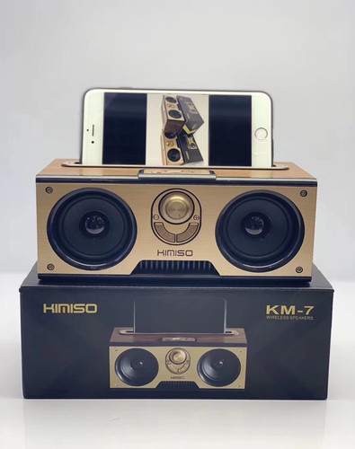 KM-7 Retro Wooden Wireless Bluetooth Speaker Portable Outdoor Tuner Bluetooth Audio