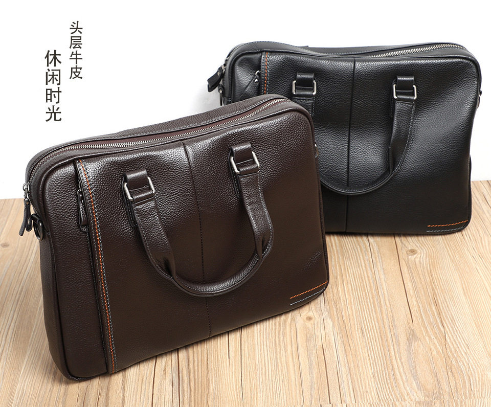 Túi xách tay nam da bò lớp đầu 28×38×8 cm kiêm túi đeo chéo, đựng laptop 13 inch — Màu cà phê, Màu xanh lam, Màu đen chi tiết 15