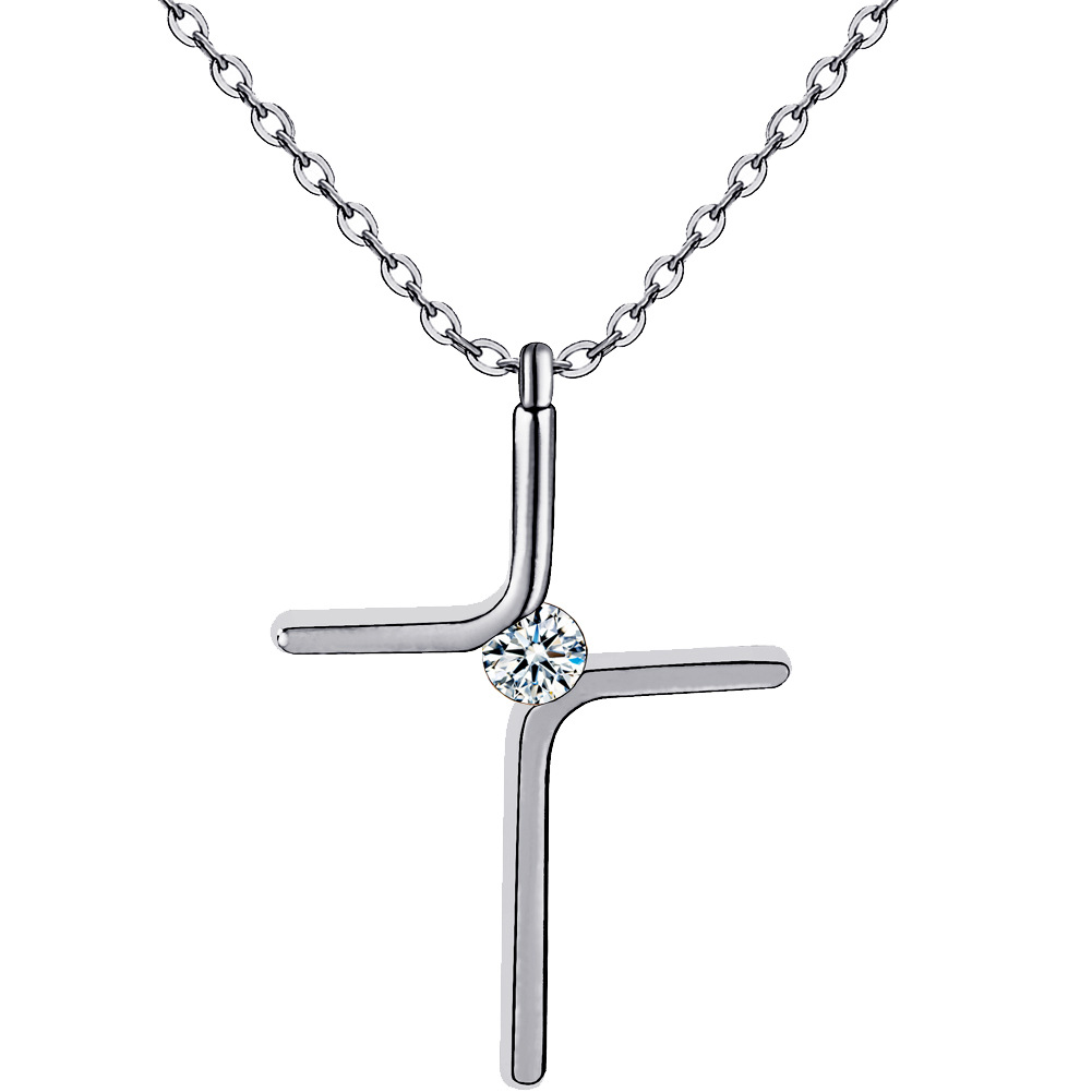New Simple Cross Pendant Titanium Steel Necklace display picture 3