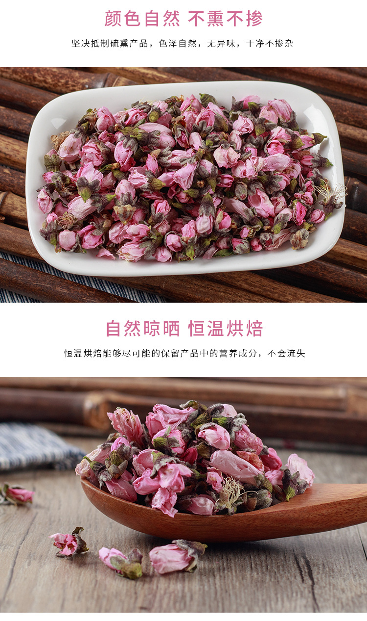 Peach Blossom Dried Flowers (Prunus persica) — Loose Food-Herb Tea & Botanical quality and texture