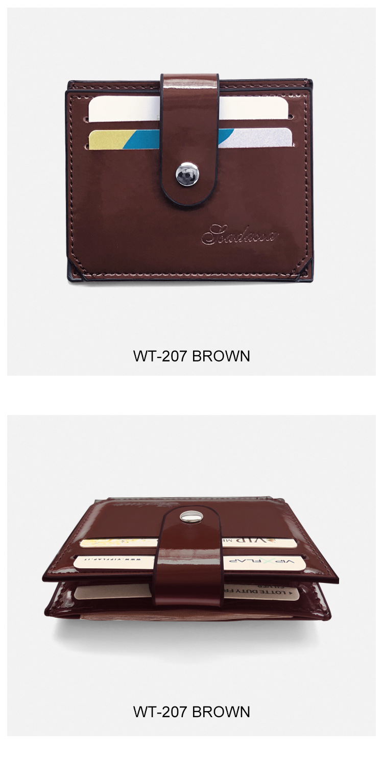 22g Weight Buckle Closure Type Pu Leather Material Solid Color Pattern Unisex Gender Black Color Thin Section Pu Laser Card Package Ladies Card Holder Fashion Coin Purse Business Card Holder Card Holder Bright Leather Card Holder Wholesale Nihaojewelry 4