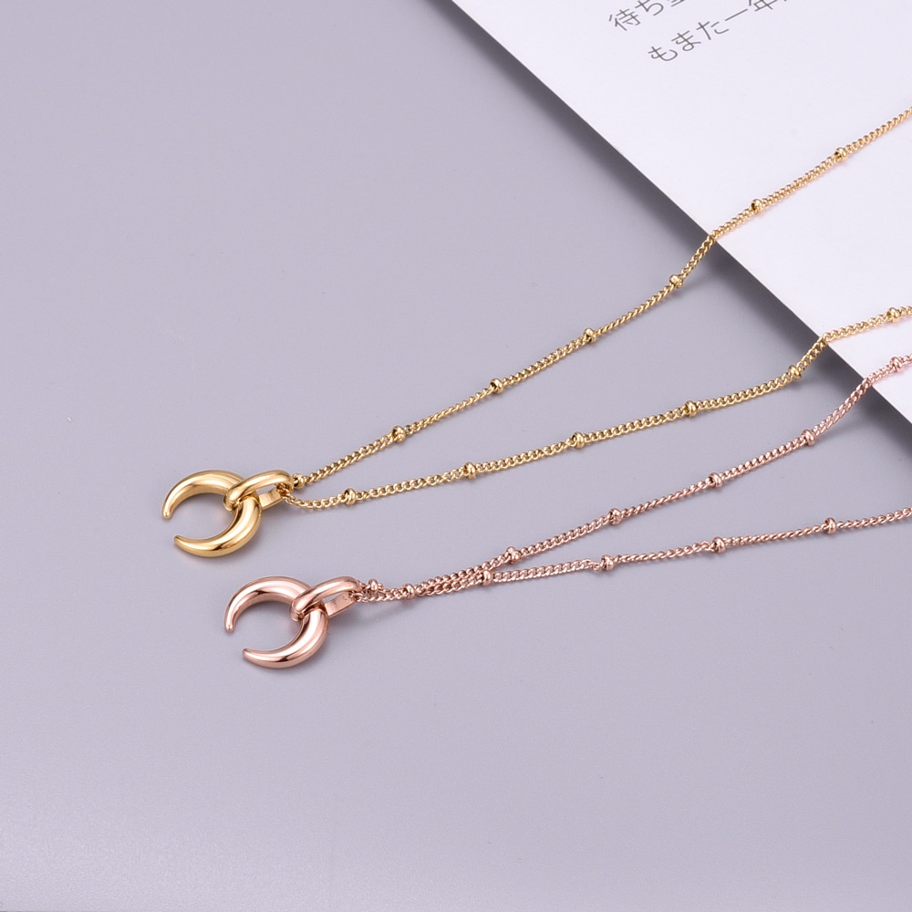 Wholesale Jewelry Horns Round Bead Chain Simple Titanium Steel Necklace Nihaojewelry display picture 1
