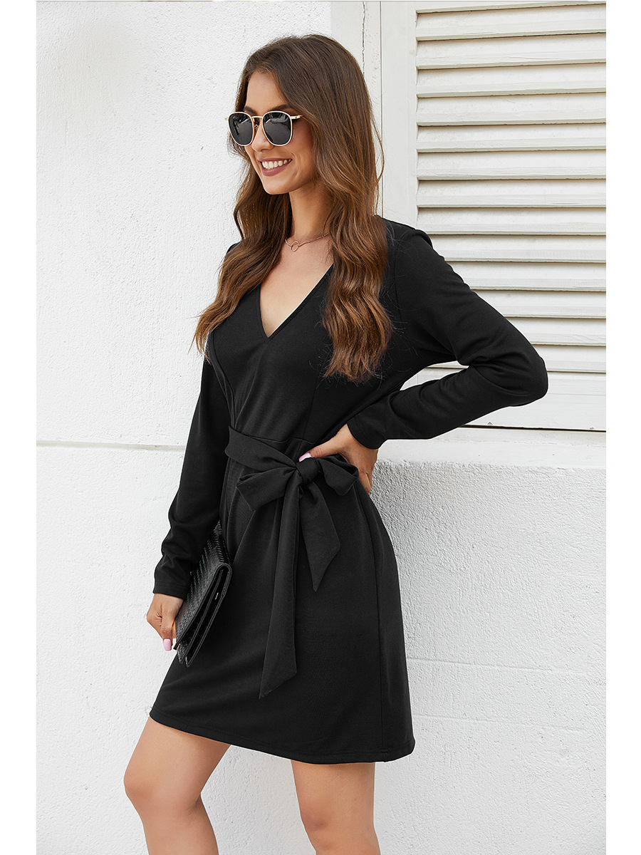  long sleeve women s V-neck pencil skirt dress NSAL2062