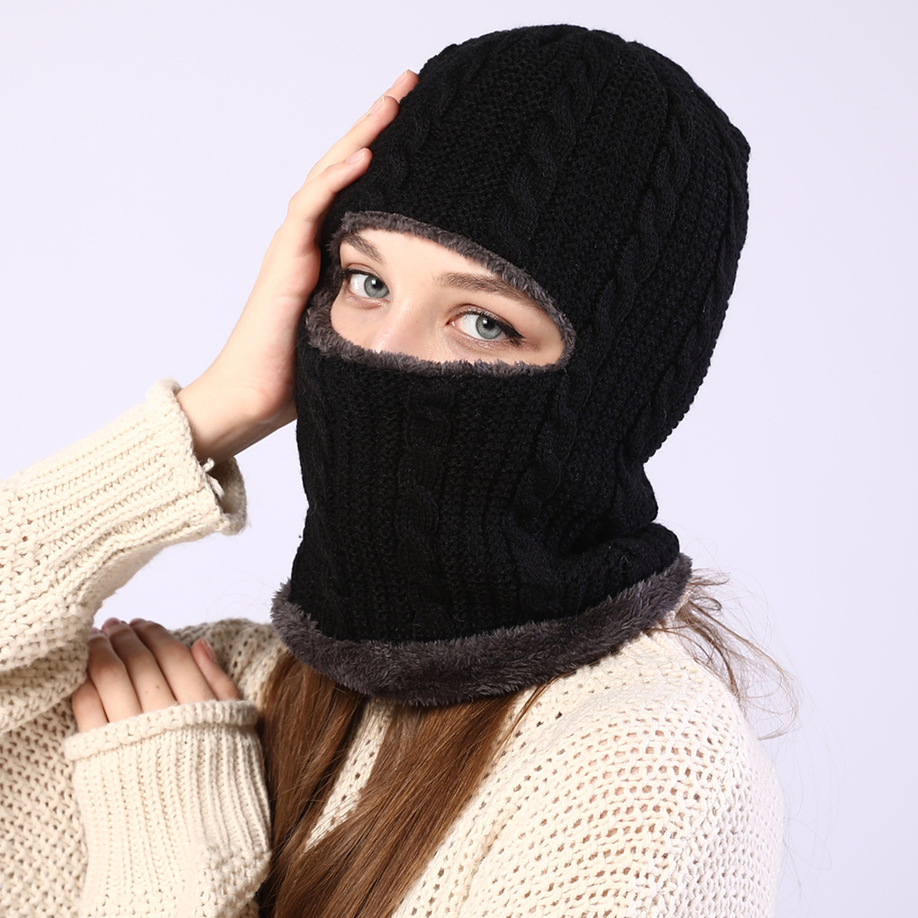 Ziemas jauna 8 vārdu Fried Dough Twists viengabala vilnas ausu aizsargcepure šalle plīša adīšana vīriešiem un sievietēm jāšanas kapuce_voghion.com