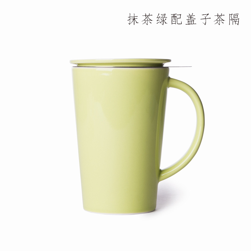 Taza de cerámica de agua taza de café creativa taza de oficina taza de té con tapa barrera de té regalos de fuga