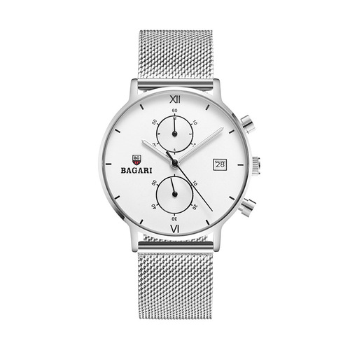 BAGARI/Bestone Men's Business Quartz Watch Waterproof Small Dial Simple Milan Strap Watch 1820