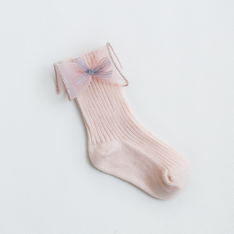 19 primavera y verano nuevo bebé calcetines arco encaje bebé calcetines aguja DOBLE BOCA suelta color sólido recién nacido NIÑOS Calcetines