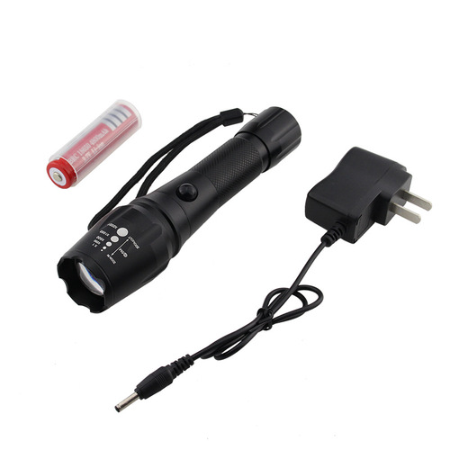 Factory Supply Long Range T6 Mid-Open Straight Charge Aluminum Alloy LED High-Power Flashlight Zoom Charge Lighting Outdoor