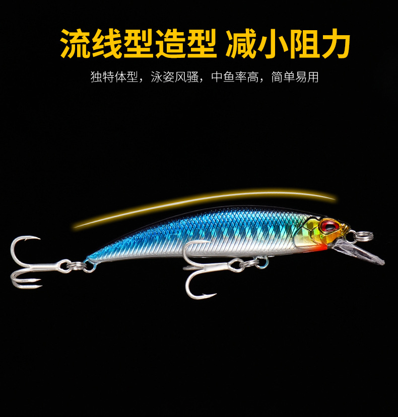 Sinking Minnow Lures Shallow Diving Minnow Baits Bass Trout Fresh Water Fishing Lure