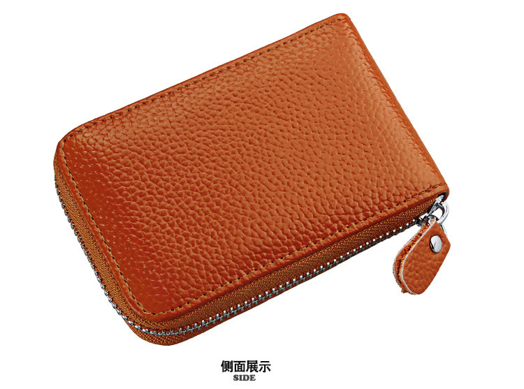 60g Weight Zipper Closure Type Business Occasion Genuine leather Material Solid Color Pattern Unisex Gender Coffee, Royal Blue, Orange, Dark Blue, Pink, Purple, Red, Green, Yellow, Black Color Unisex Solid Color Genuine Leather Coffee Royal Blue Orange Zipper Card Holders 13