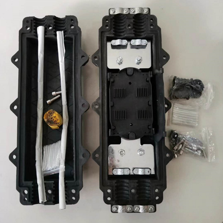 销售塑料光缆接头盒卧式防水二进二出24芯接续盒