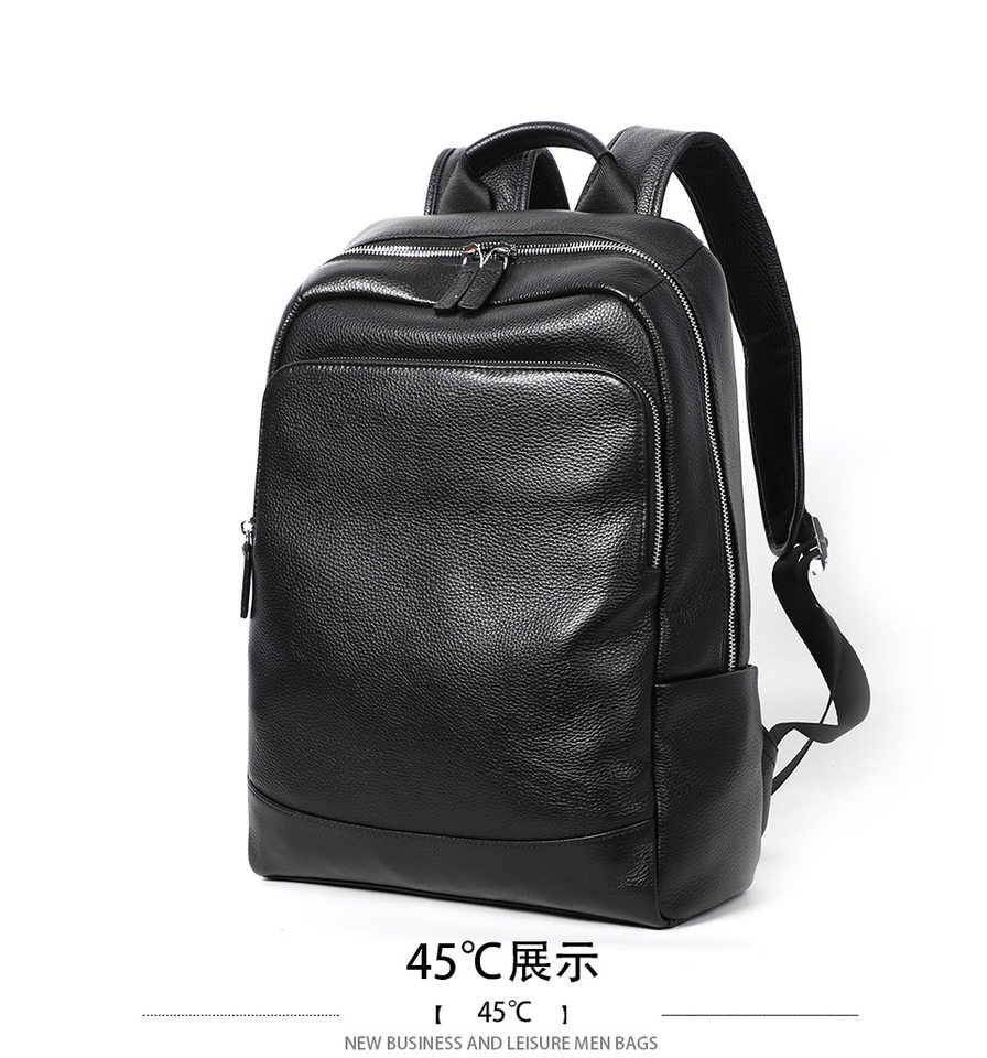 Ba lô nam da bò thật lớp đầu cỡ lớn 41×28×12 cm, ngăn laptop 14 inch chống nước — Màu đen chi tiết 10