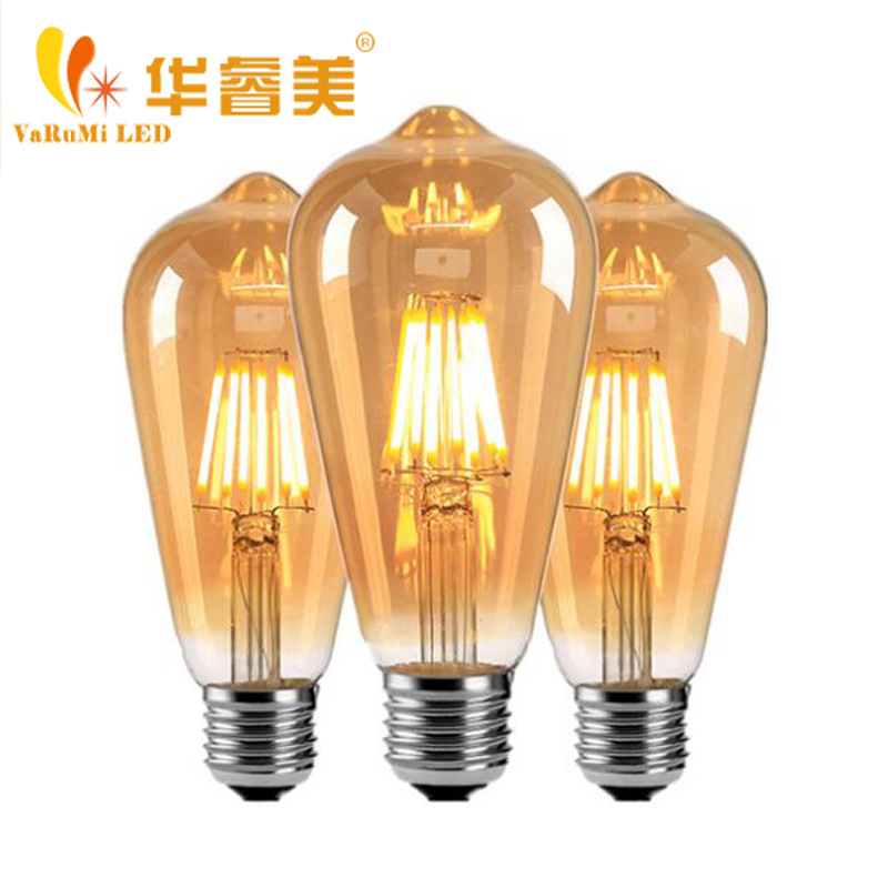 LED bombilla de filamento ST64 pezón bombilla vela lámpara Edison lámpara LED retro tungsteno lámpara