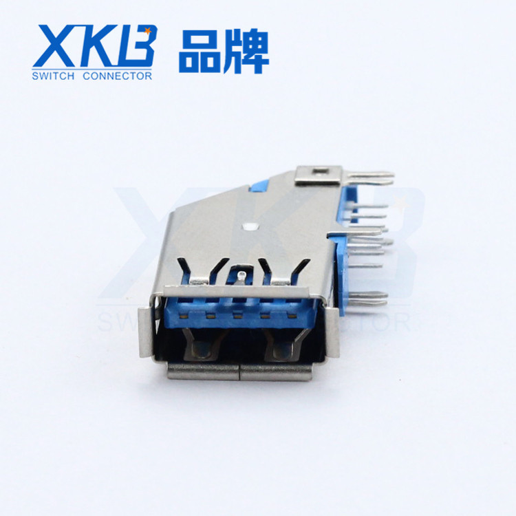 电子连接器USB3.0插座耳机A/F母座蓝胶星坤XKB排工厂板对板拿样品