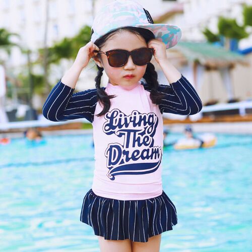 Children's swimsuit girls split skirt long-sleeved sun protection beach quick-drying princess cute baby kid student swimsuit
