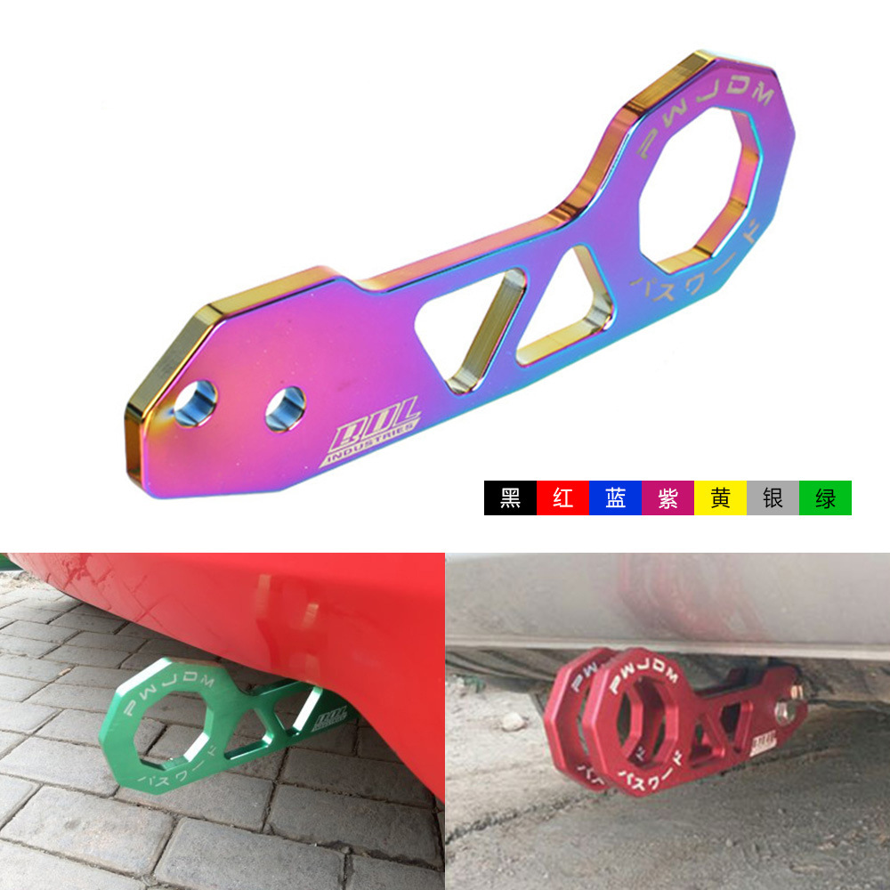 Modificación del coche gancho del remolque delantero estilo europeo colorido multicolor pequeño remolque gancho aleación de aluminio diamante remolque gancho AK-8108