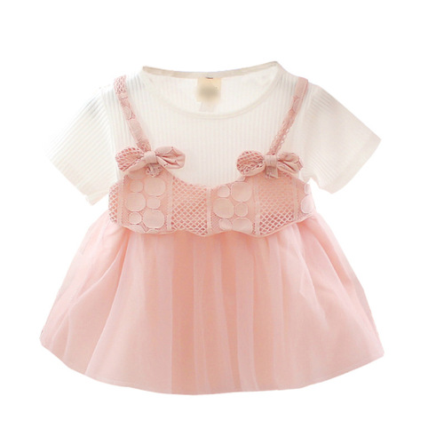 Children's Boxy Skirt  Korean Version New Girls' Summer Dress Short Sleeve Net Dress Baby Princess Dress Children's Dress