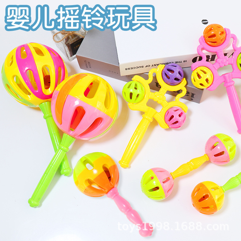 0-3 años de edad bebé de mano Bell regalo de juguete de regalo de doble cabeza sonajero 929 serie Shantou gran cantidad precio de fábrica al por mayor