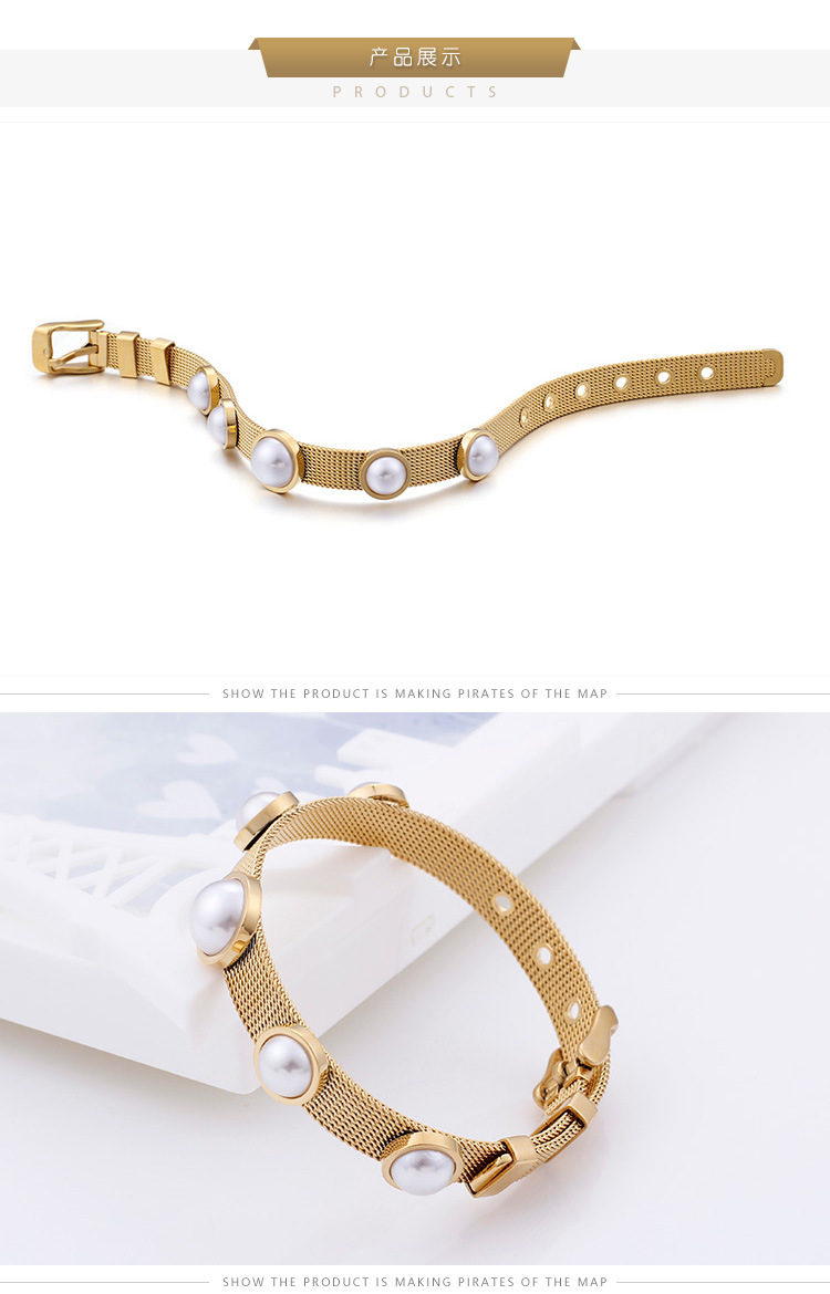 Fashion Geometric Titanium Steel 18K Gold Plated Bracelets In Bulk display picture 2