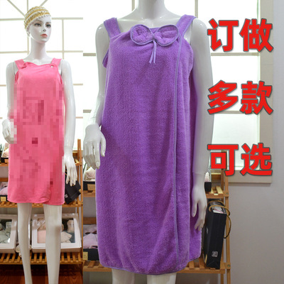 珊瑚绒浴巾百变可穿魔术浴裙吊带加厚吸水批发细纤维女士吊带浴巾|ms