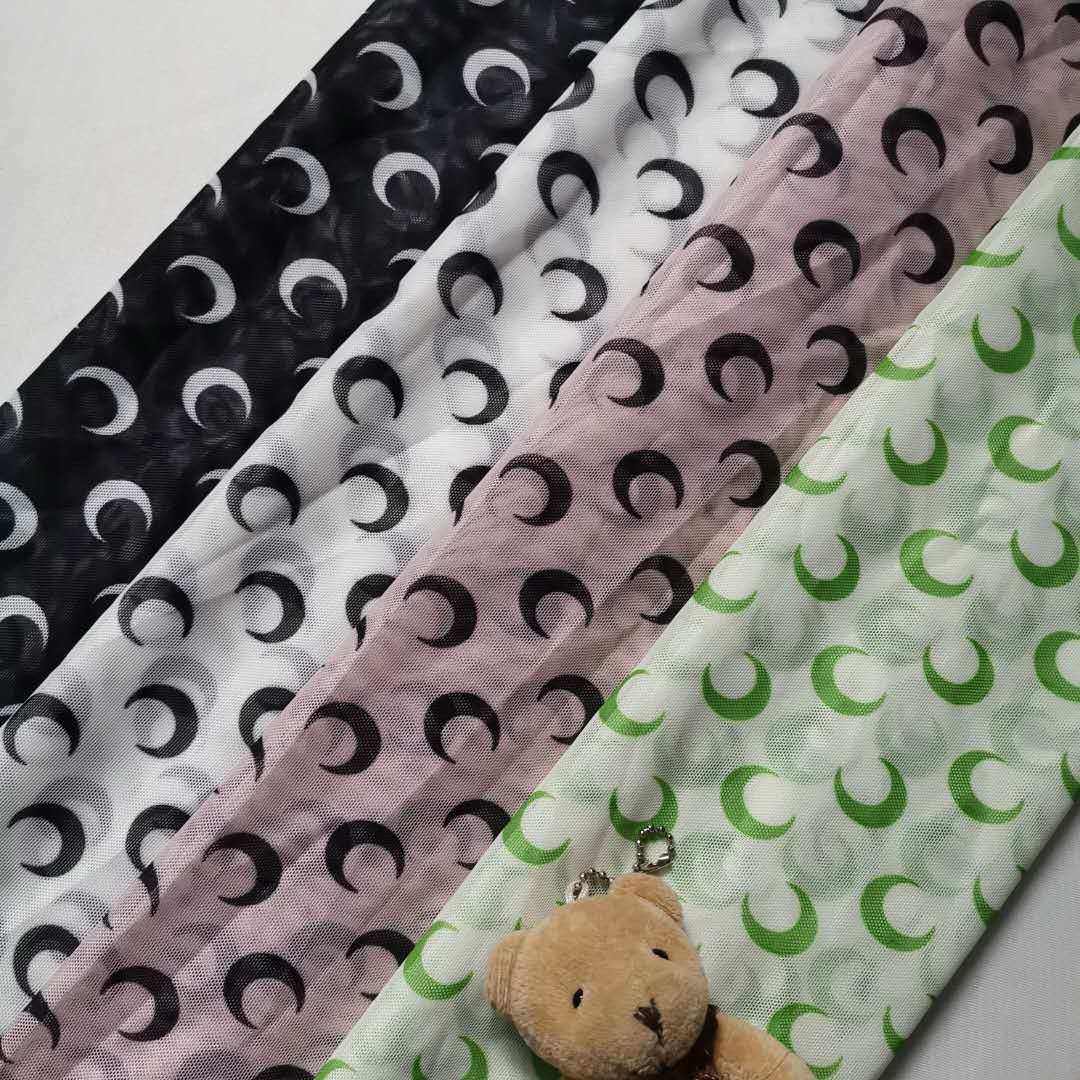 爆款弹力40D涤氨网布底布月亮数码印花 品质好 内衣打底面料 现货
