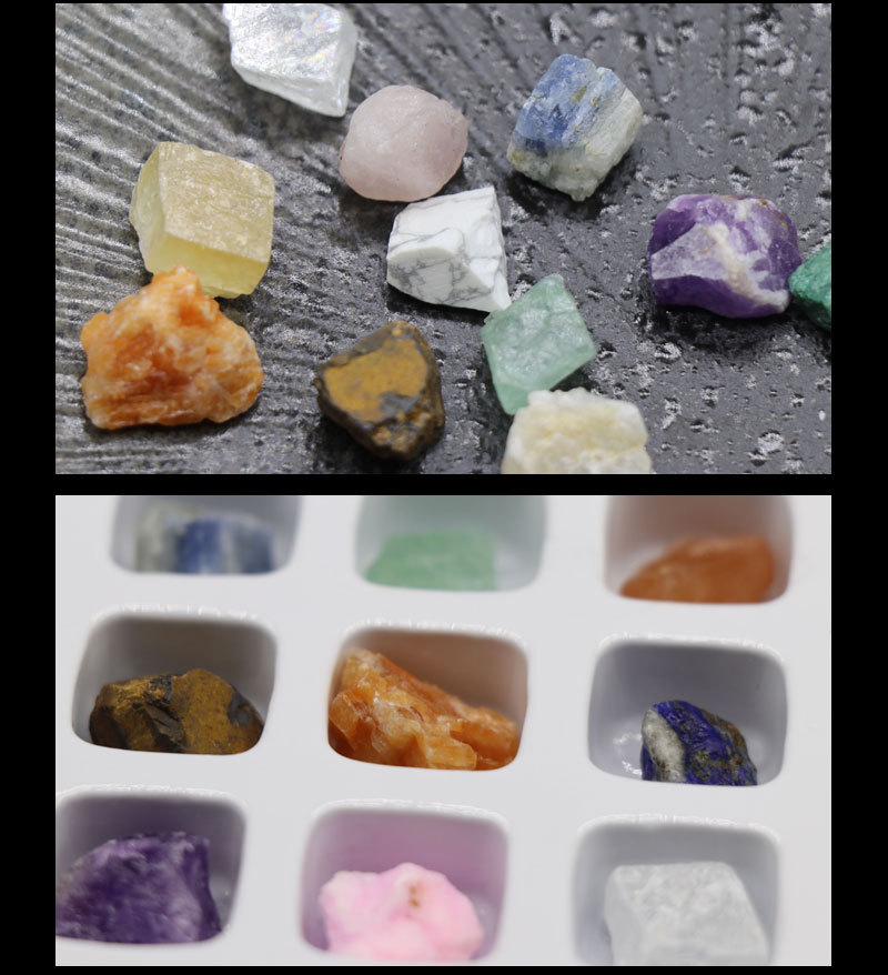 20 Pieces Rock Mineral Specimens Boxed Crystal Agate Stone Mineral Crystal Ore Set display picture 1