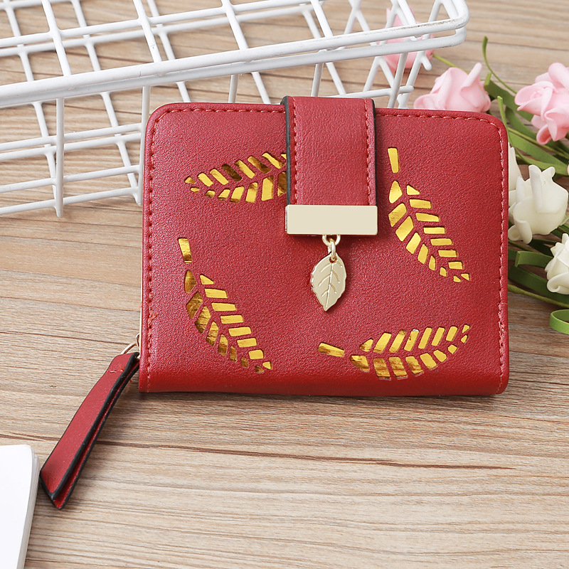 Korean Hollow Leaf Flower Two Fold Wallet display picture 34