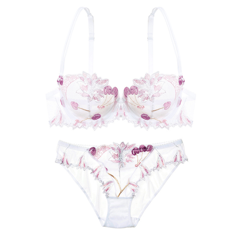 sexy ultra-thin transparent embroidery bra set NSXQ13085