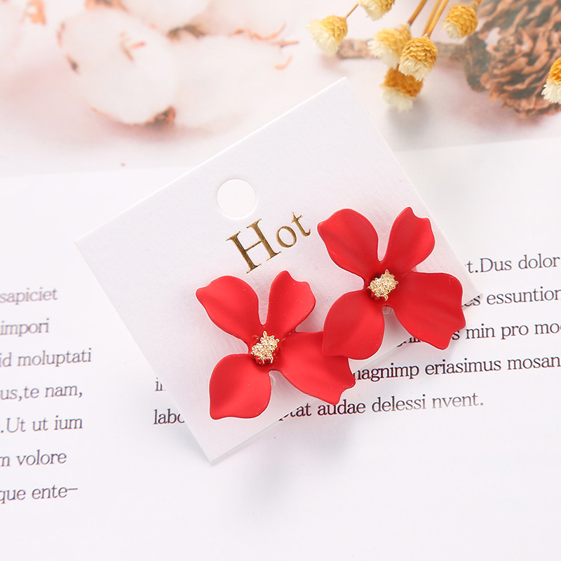 Flower Pattern 1 Pair Sweet Flower Stoving Varnish Alloy Ear Studs