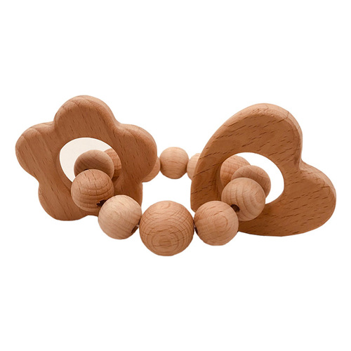 Food grade beech animal teething pacifier chain, baby soothing molar stick, baby bite comfort bracelet