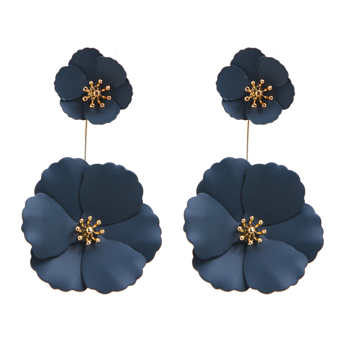 1 Pair Fashion Flower Metal Stoving Varnish Women's Drop Earrings display picture 4