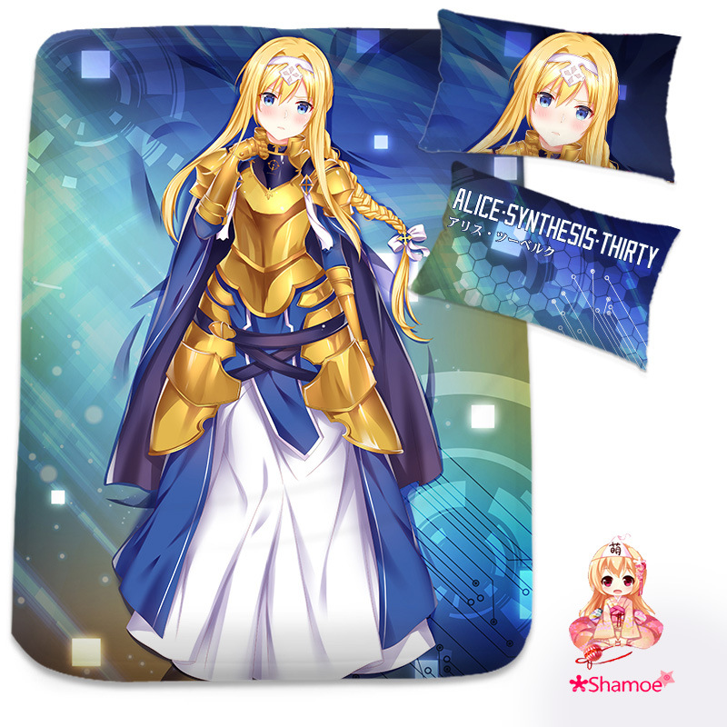 刀剑神域卡通动漫产品四件套 尚萌定制床上用品法兰绒三件套