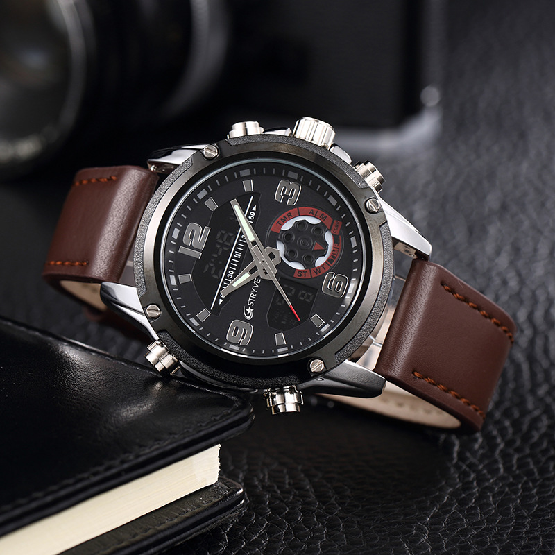 Nuevo STRYVE hombres multi-función deportes impermeable reloj electrónico Calendario de cuarzo correa de sincronización reloj S8017