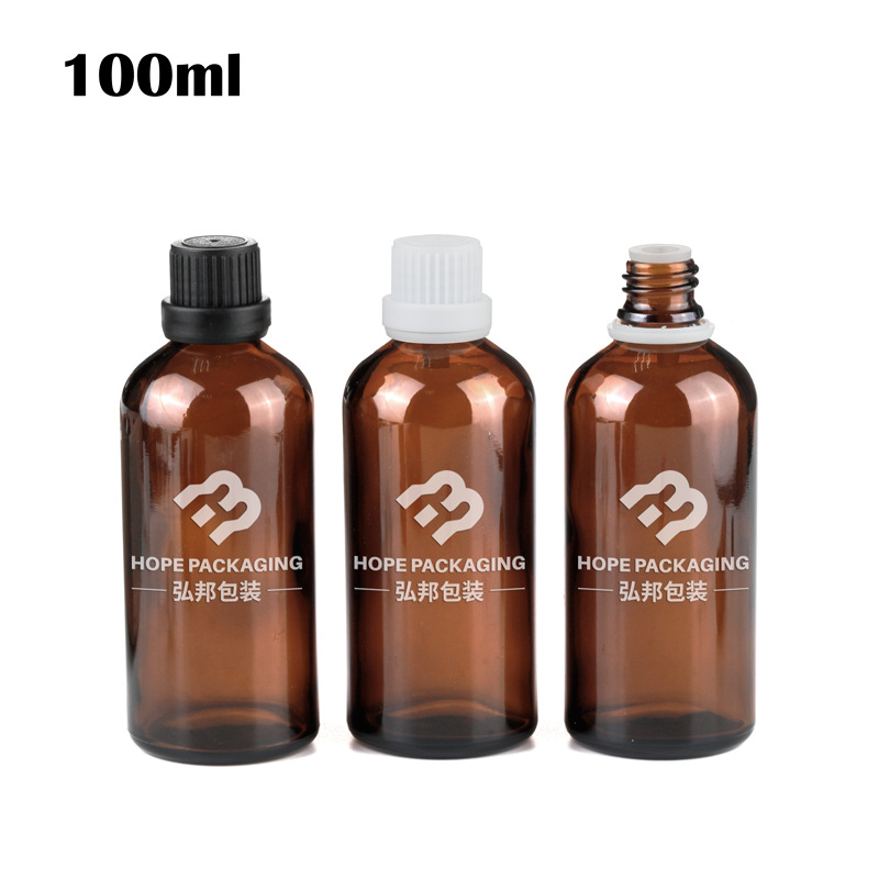 100ml棕色精油瓶，玻璃瓶，大头盖，滴塞