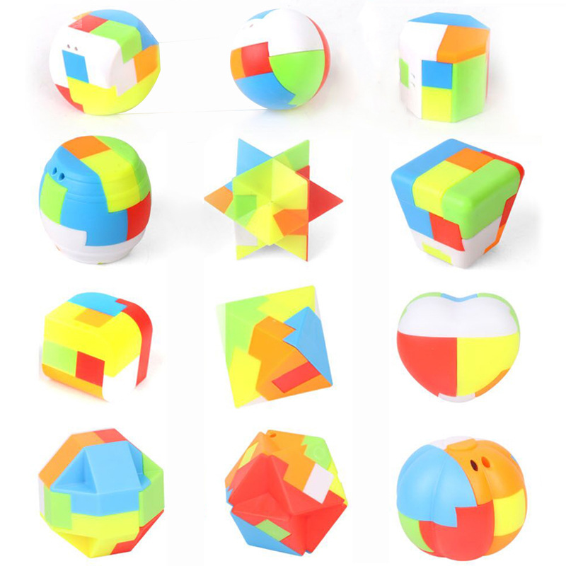 Los niños juguetes de inteligencia plástico Luban bloqueo traje doce creativo Kong Ming bloqueo inteligencia desbloquear cubo regalos