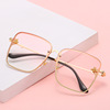 Retro golden metal sunglasses, square fashionable glasses, European style, gradient