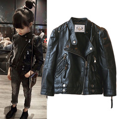 Celebrity style girls' leather jackets 2024 spring and autumn new style children's jackets, foreign style jackets, children's leather jackets, parent-child wear manufacturers