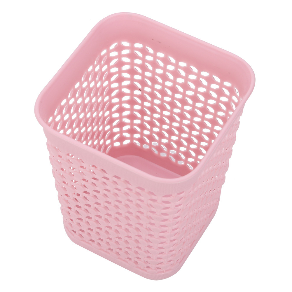 Creativo cuadrado hueco titular de la pluma multifuncional almacenamiento pequeño bote de basura escritorio de oficina caja de almacenamiento de papelería