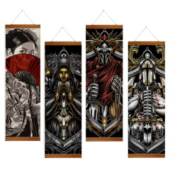 Ukiyo-e iron armor mechanical style decorative painting Japanese restaurant bar bar tattoo shop mural hanging painting solid wood