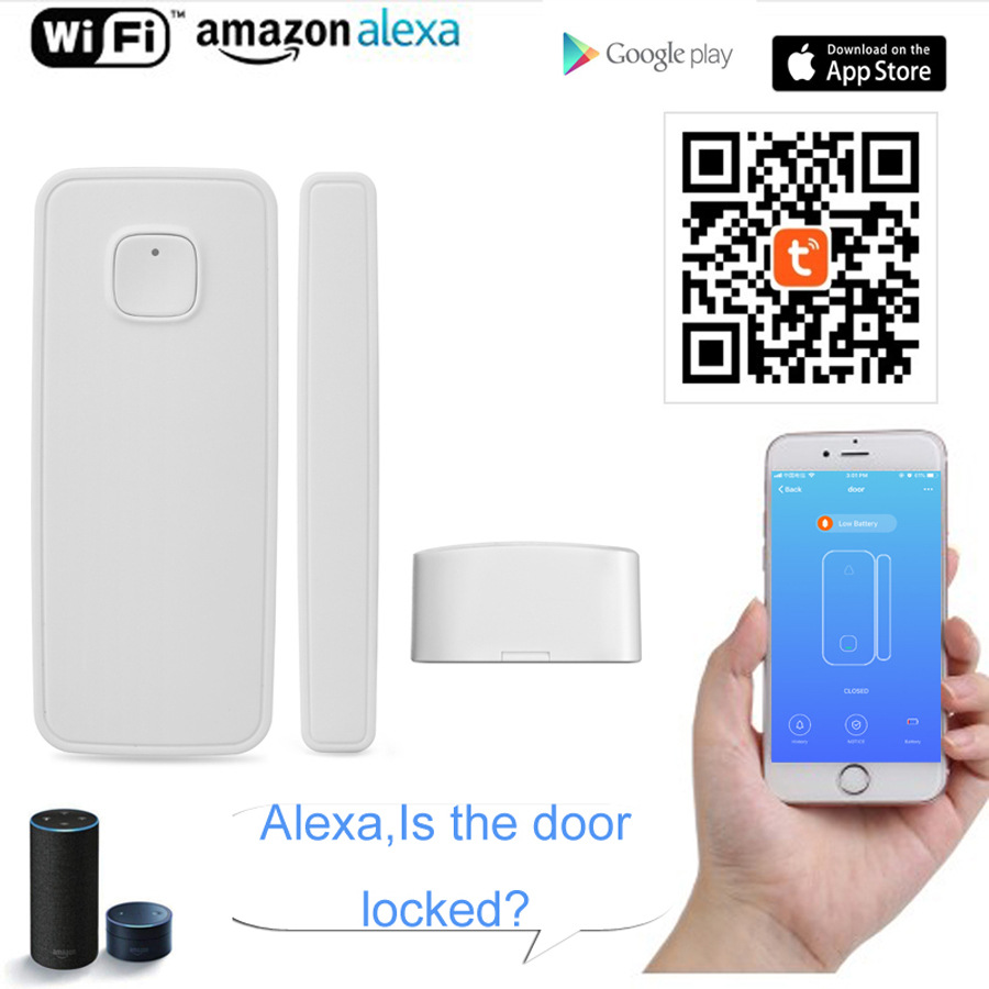 速卖通WiFi门磁涂鸦tuyaGoogleHomeAlexa智能家居语音控制门磁